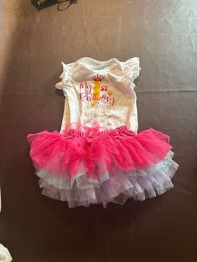 💥Buy 2 Get 1 Free💥 Girls 1st Birthday Pink & White Tutu Dress